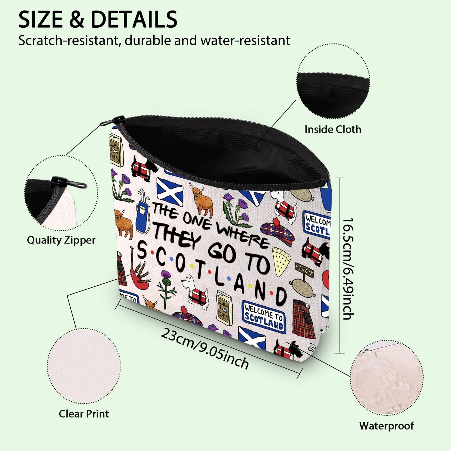 FOTAP Scotland Trip Makeup Bag Travel Gift Souvenir white