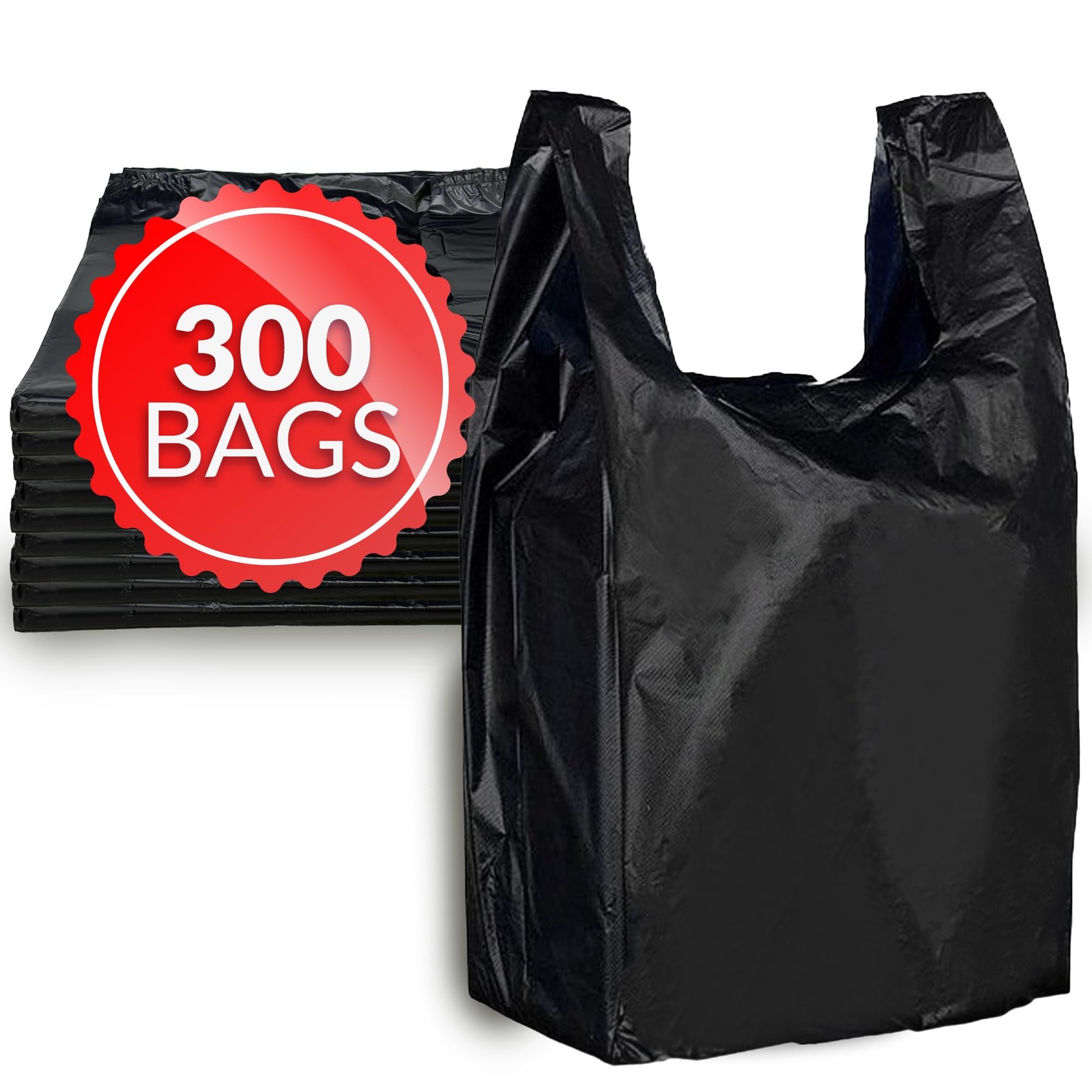 Reli. Black T-Shirt Bags 300 Count – 11.5″x6.5″x21″ – Grocery, Shopping, Takeout
