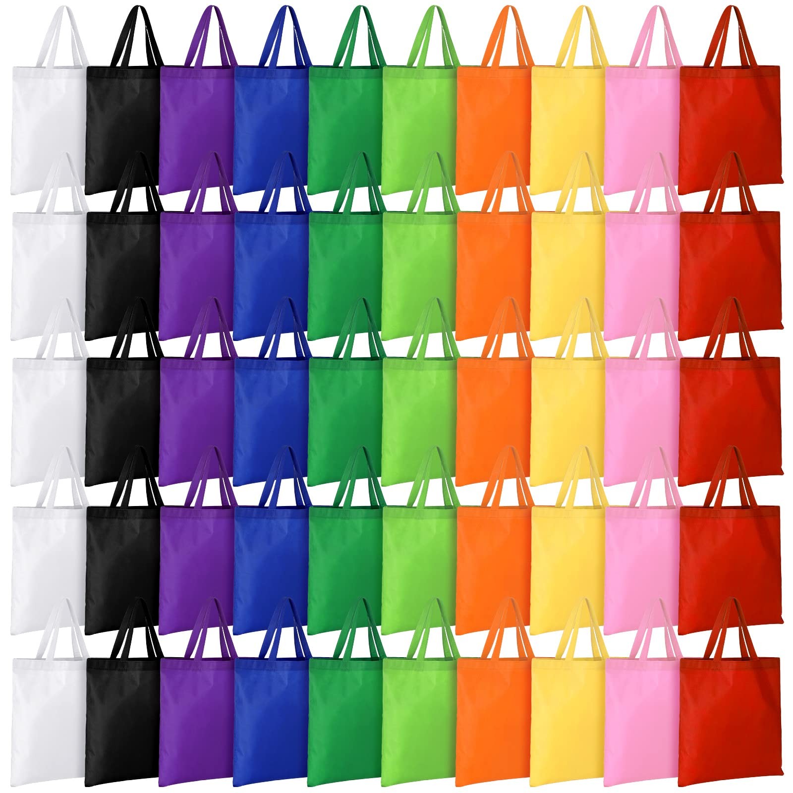100 Reusable Canvas Tote Bags 15”x16” with Handles – Bulk Pack