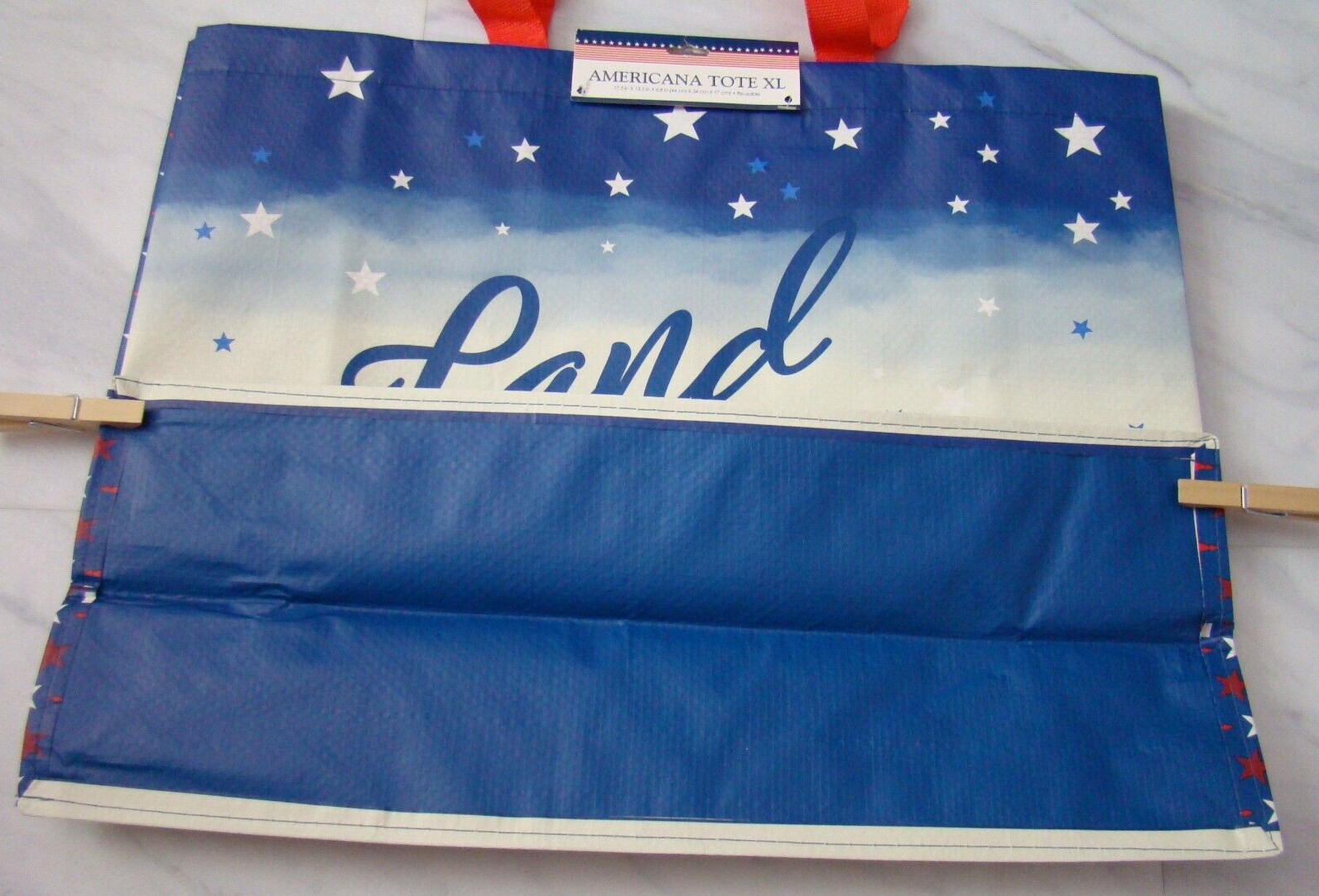 New Red White Blue Land Of The Free Reusable Shopping Gift Bag Recycled Material
