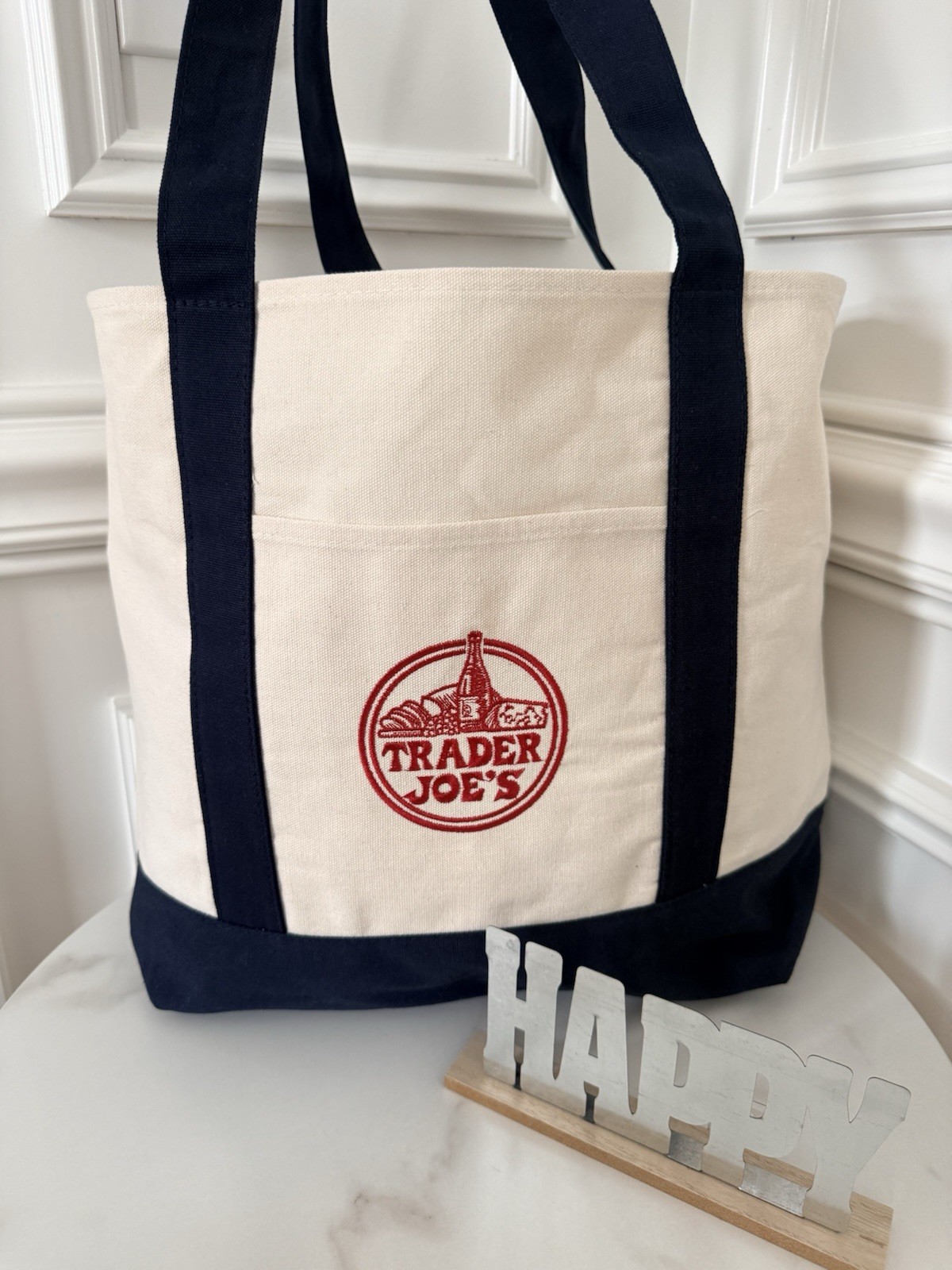 💙 Trader Joe’s Canvas Tote Bag – LARGE CLASSIC NAVY BLUE – NEW 2026 Edition