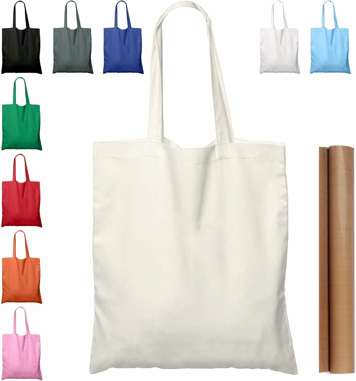 5 | 15 | 25 | 50 Pack 15” X 16” Natural Cotton Tote Bags, Lightweight Blank Bu