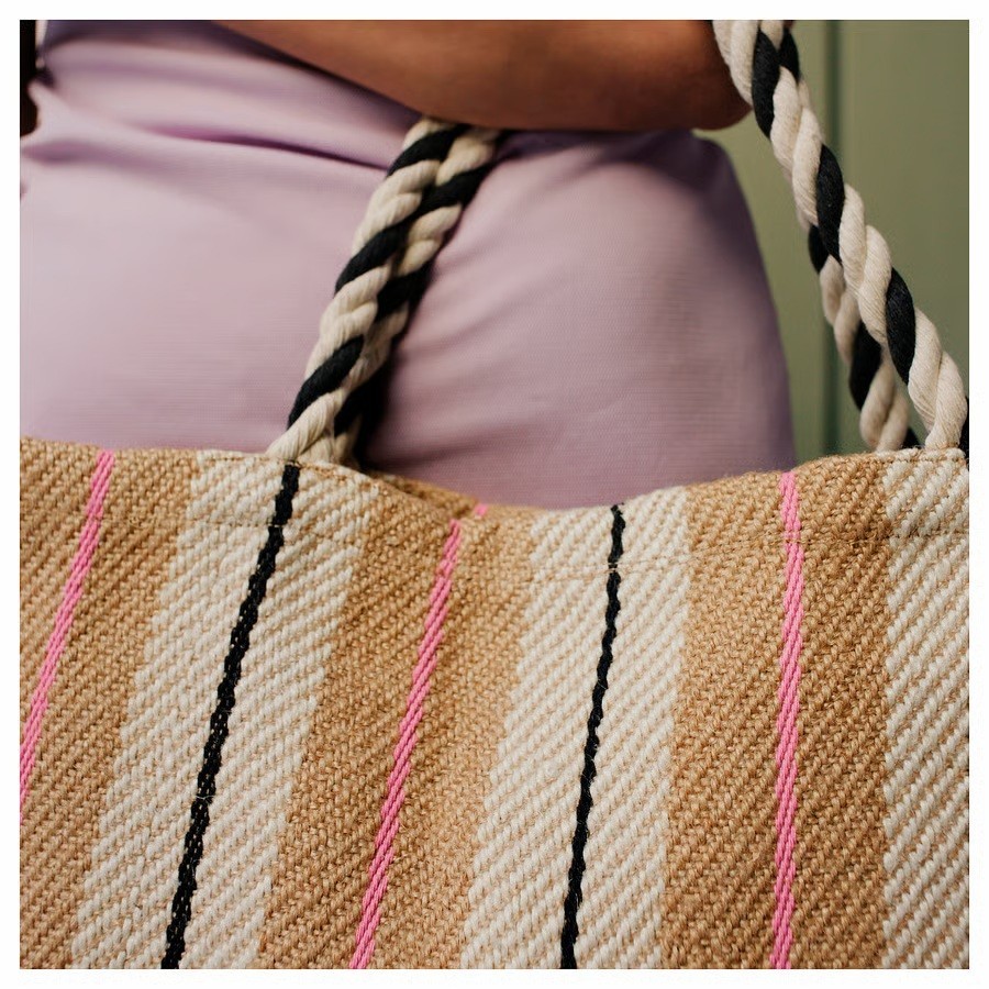 IKEA MÄVINN HANDWOVEN NATURAL STRIPED HANDMADE BAG [NEW]