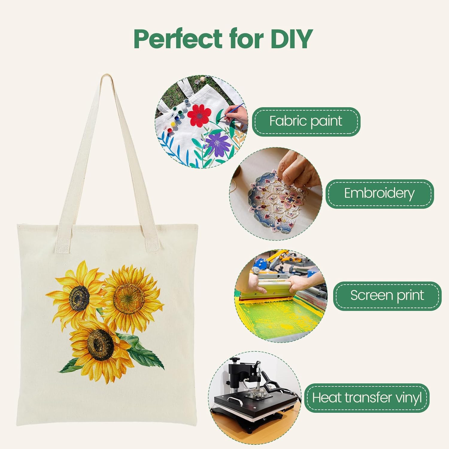 12 Pack Canvas Tote Bag – Lightweight Thin Tote Bags Bulk Blank Shopping Reusabl