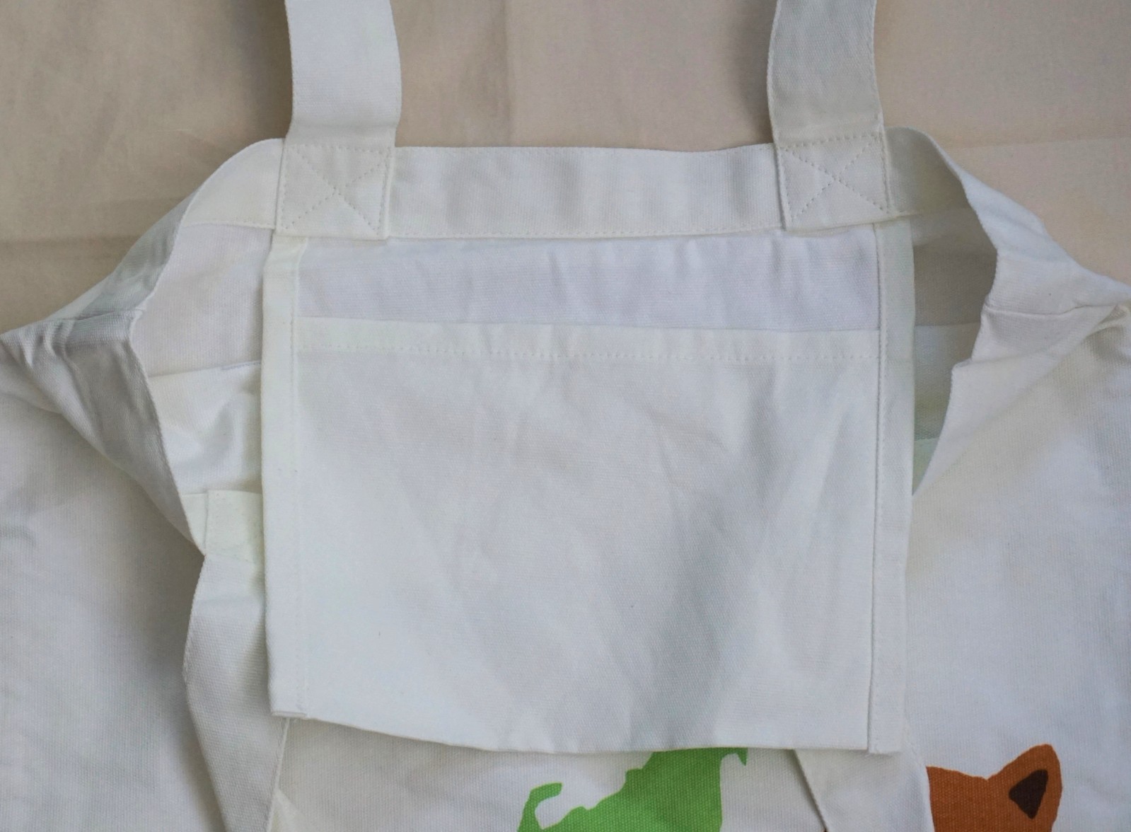 New Shibatasan Dog + Japan Map Cotton Shopping Tote Bag w Inside Pocket 15X15.5″