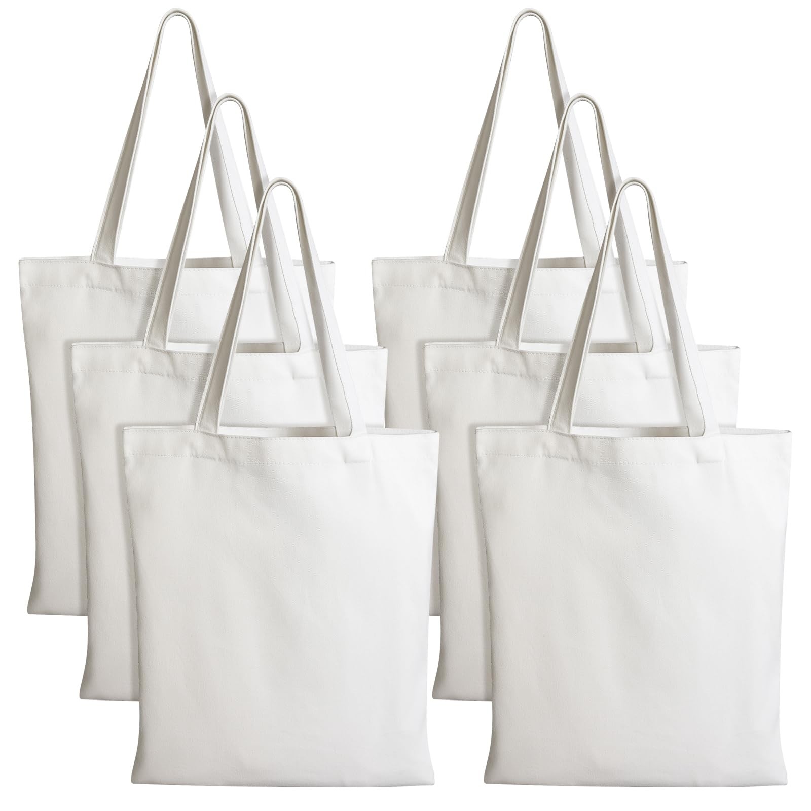 6 PCS Canvas Tote Bag, 14×16 Inches Reusable Cotton Tote Bags with Handles, H…