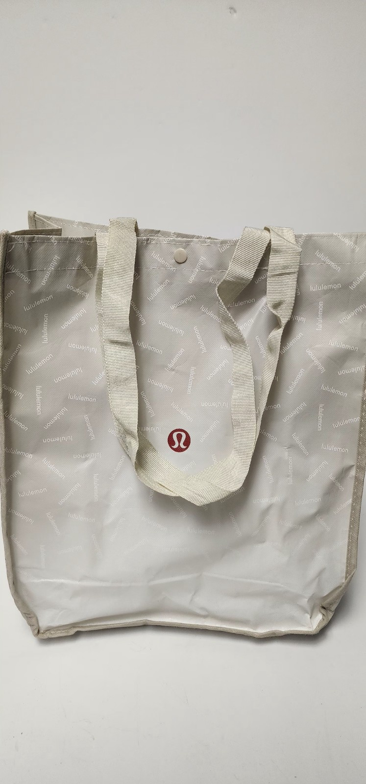 LULULEMON Grey White GRAPHIC LOGO Reusable Shopping Gym Lunch Bag