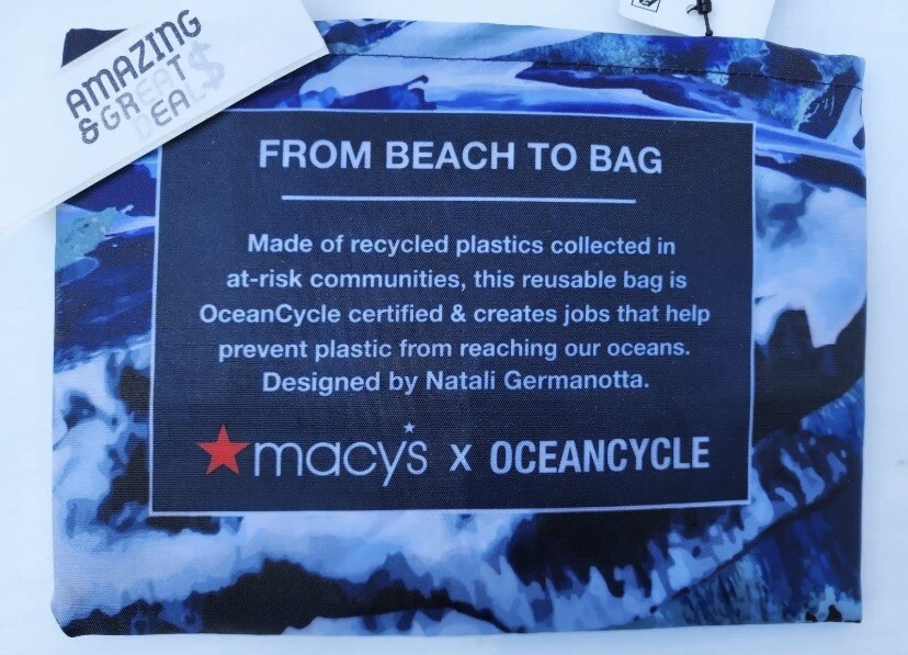 MACY’S Reusable Shopping Tote Bag Made from Recycled Plastic from The Ocean