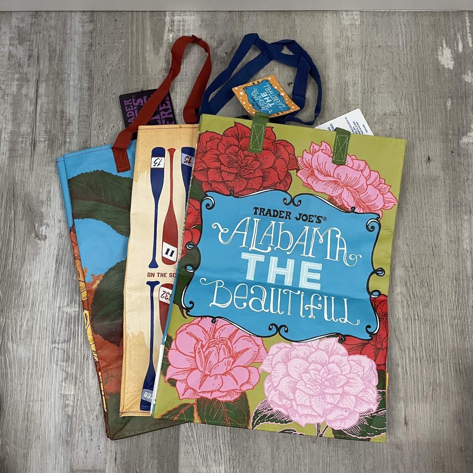 Trader Joes Lot Of 3 Reusable Bags 6 Gallon Alabama Philadelphia New Hampshire