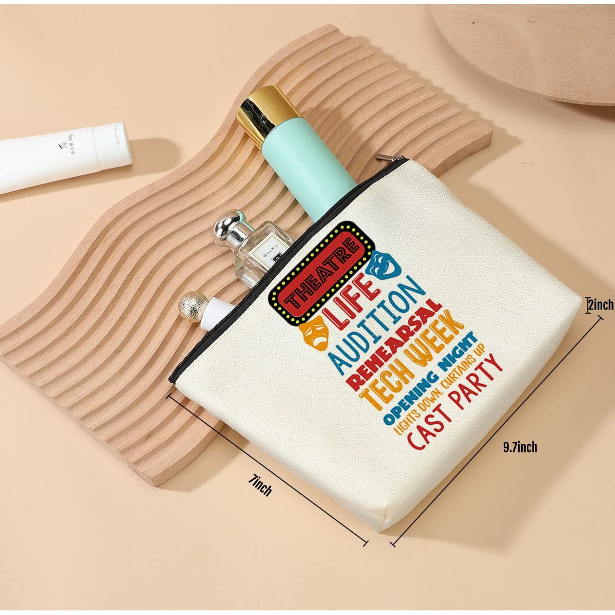 Theatre Life Cosmetic Bag Makeup Pouch Theater 9.7 x 7 x 2 inch, White198