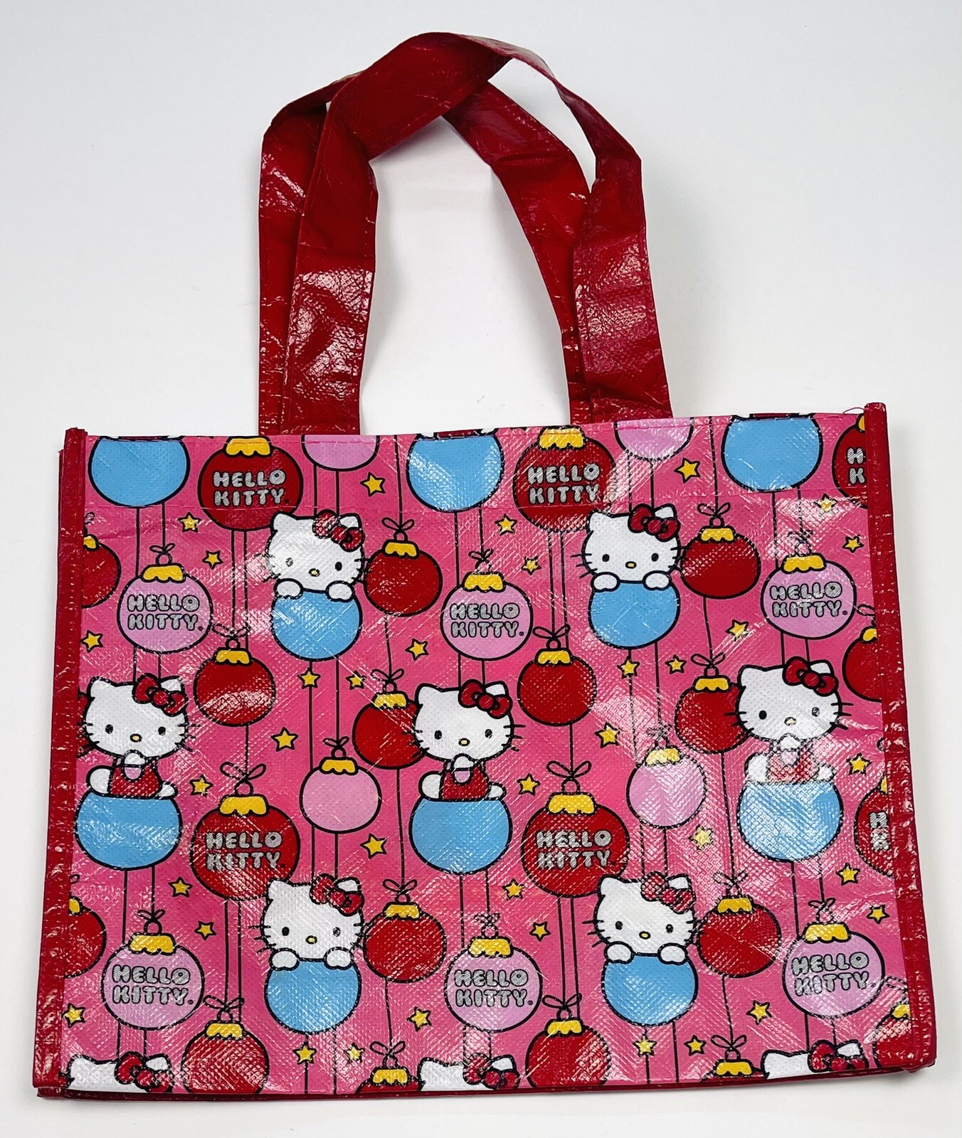 2014 Sanrio HELLO KITTY 10″x8″x2.5″ Pink Christmas Ornament REUSABLE TOTE BAG