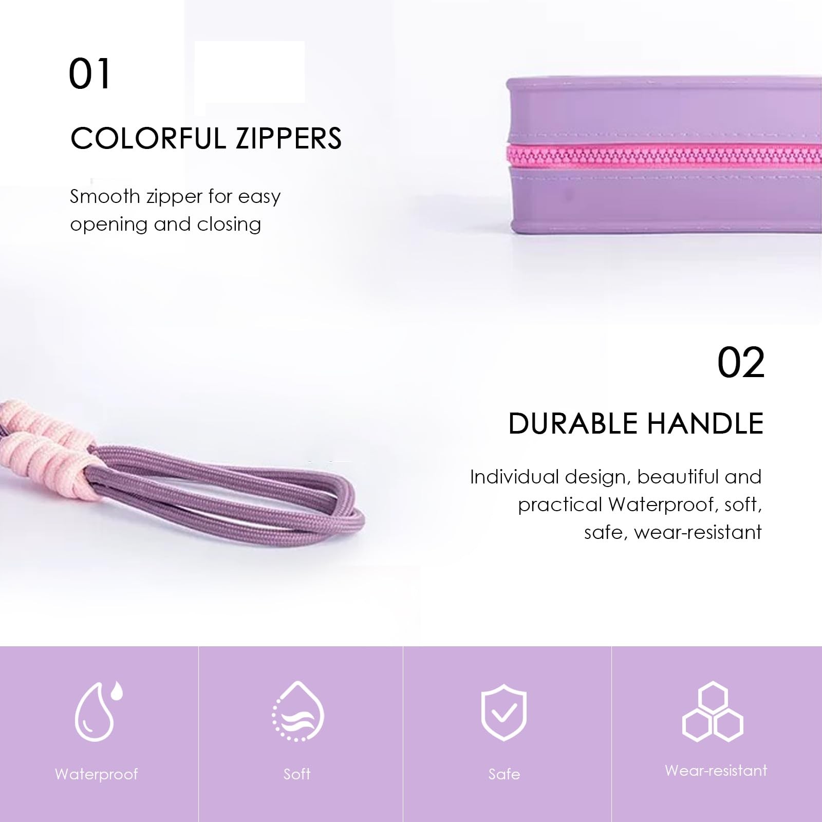 Travistar Silicone Travel Makeup Bag – Large Capacity Make Up purple-regular