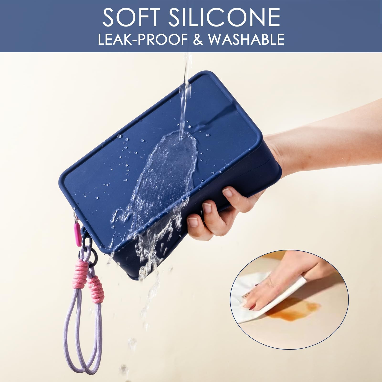 Travistar Silicone Travel Makeup Bag – Large Capacity Make Up purple-regular
