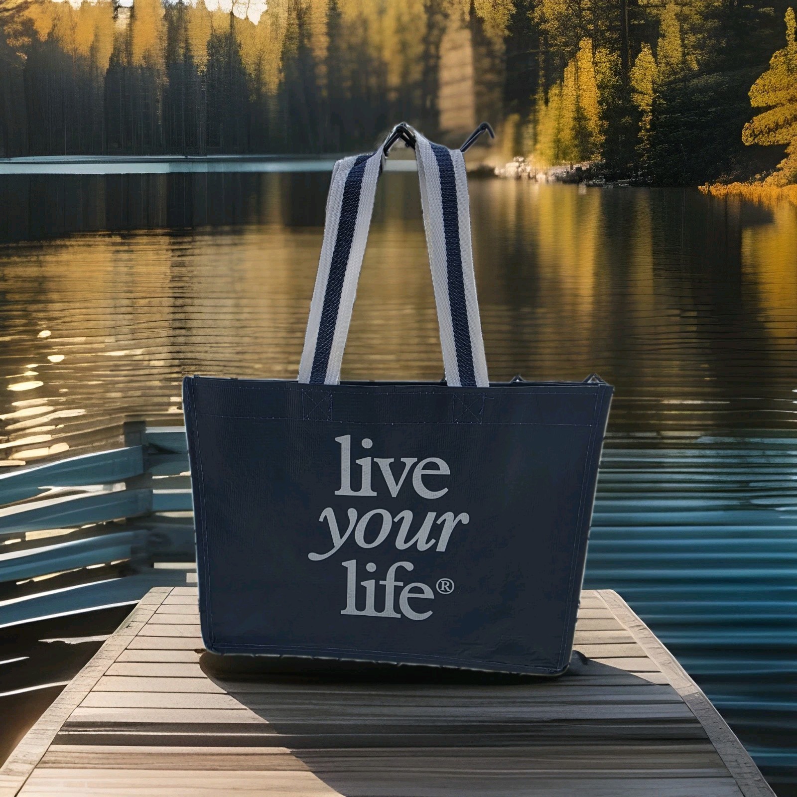 American Eagle Med. Reusable Shopping Bag Dark Blue ‘Live Your Life’