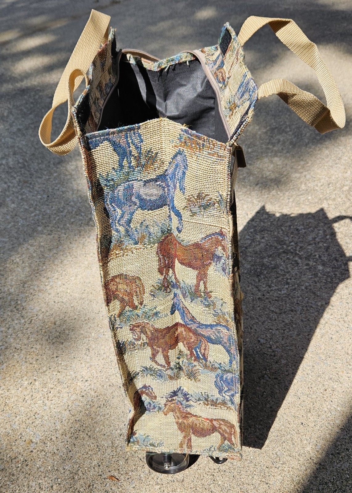 Tapestry Shopping Travel Tote with Wheels Folding Shopping Cart 22.5 X 6 X 13.5