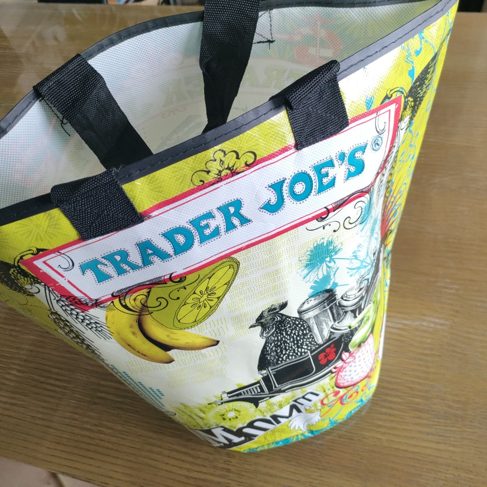 Vintage Trader Joe’s bucket tote Reusable shopping bag Round Bottom ship
