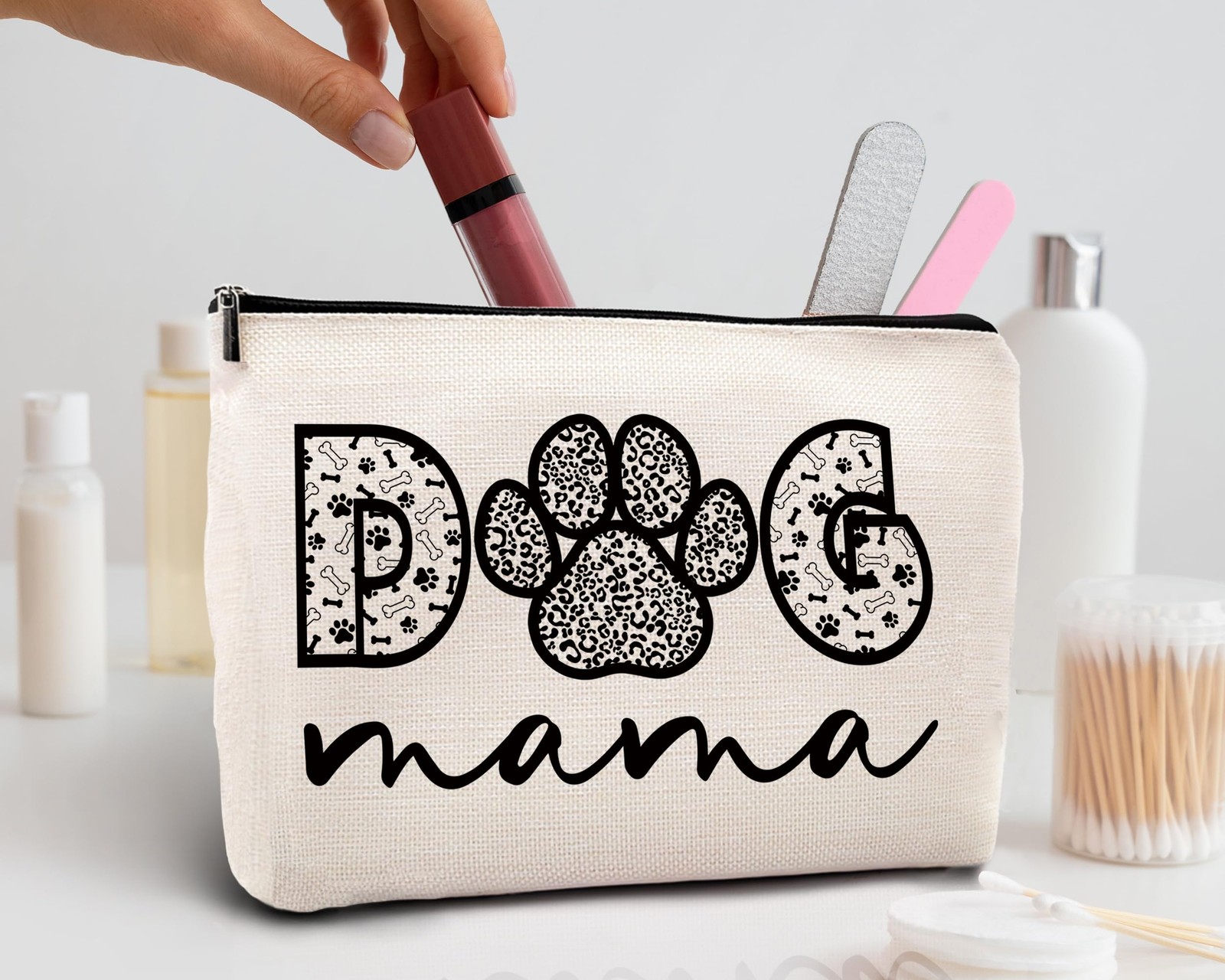 kdqua Dog Mom Makeup Bag, Christmas Gifts for Lovers Mama Women, mama