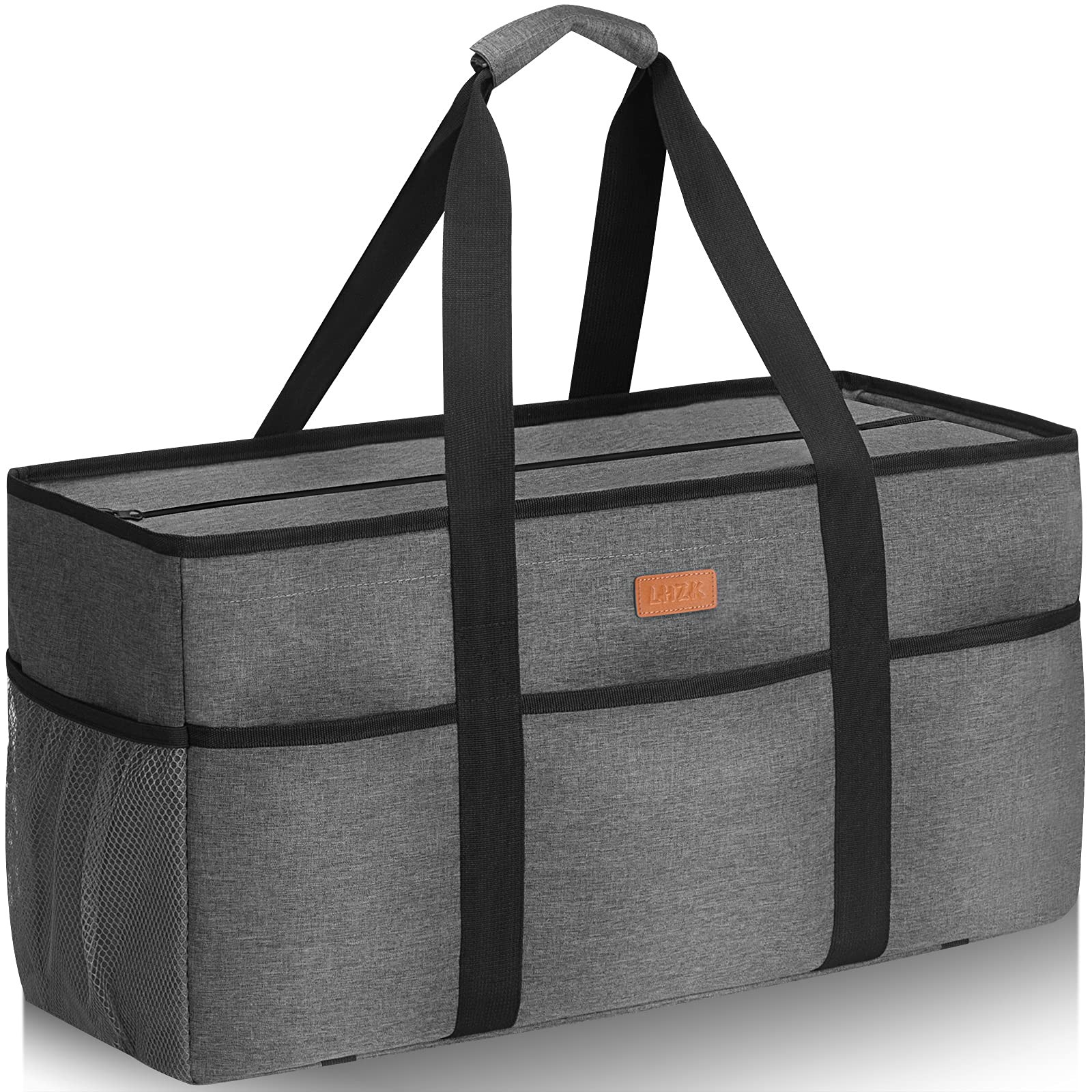 LHZK Stand Up Extra Large Utility Tote Bag with Lid, Utility Tote Bag with Me…