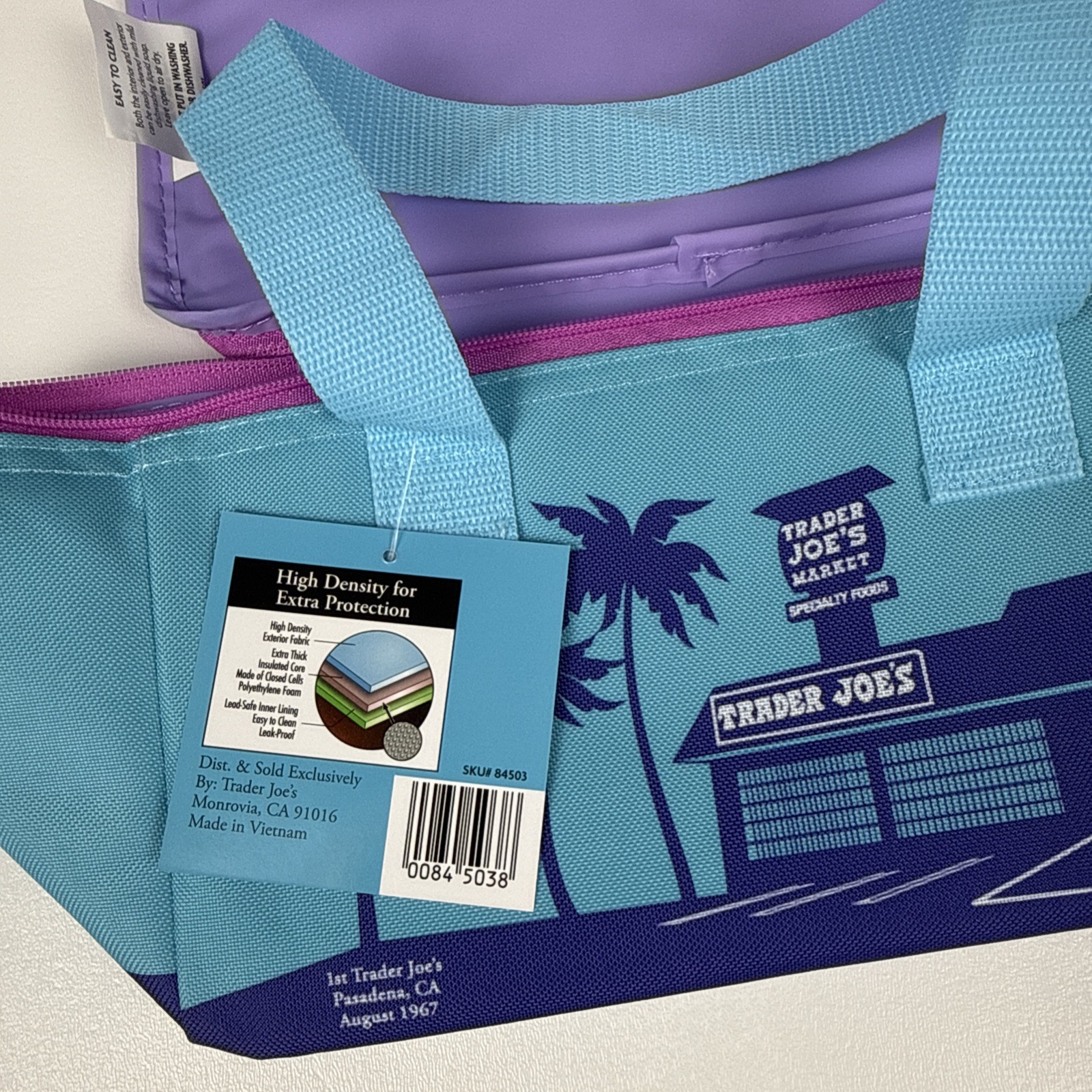 Trader Joe’s MINI Tote Bag Insulated New Summer 2026-Ice Blue/Purple/Pink