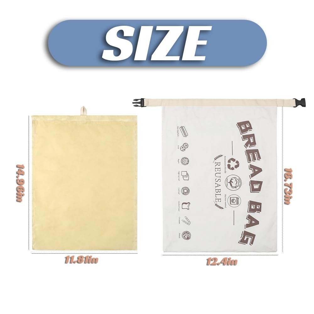 2Pcs Beeswax Bread Bags for Homemade Sourdough – 14”x17”, 1Set