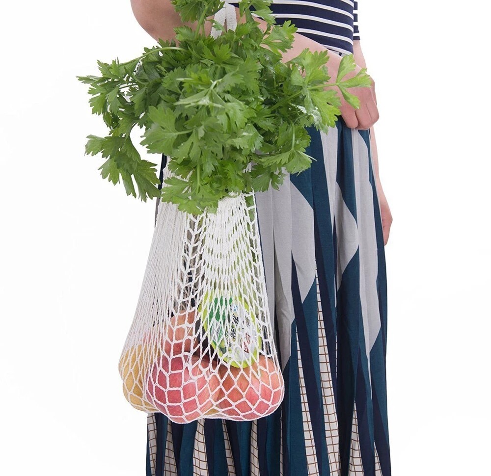 23In White Reusable Mesh Produce Bags Eco-Friendly Biodegradable Grocery Travel