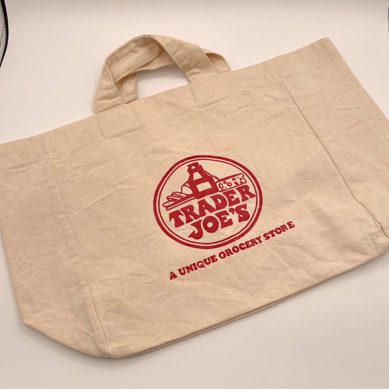 Vintage *RARE * Trader Joe Canvas Tote With Short Handles