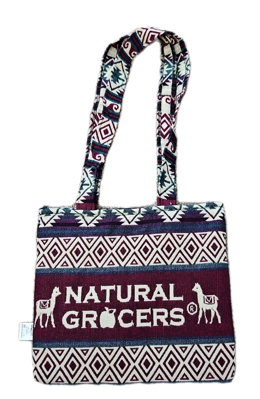 Natural Grocers Alpaca Shopping Bag Tote Woven SW Ecuador Shoulder Strap Lined