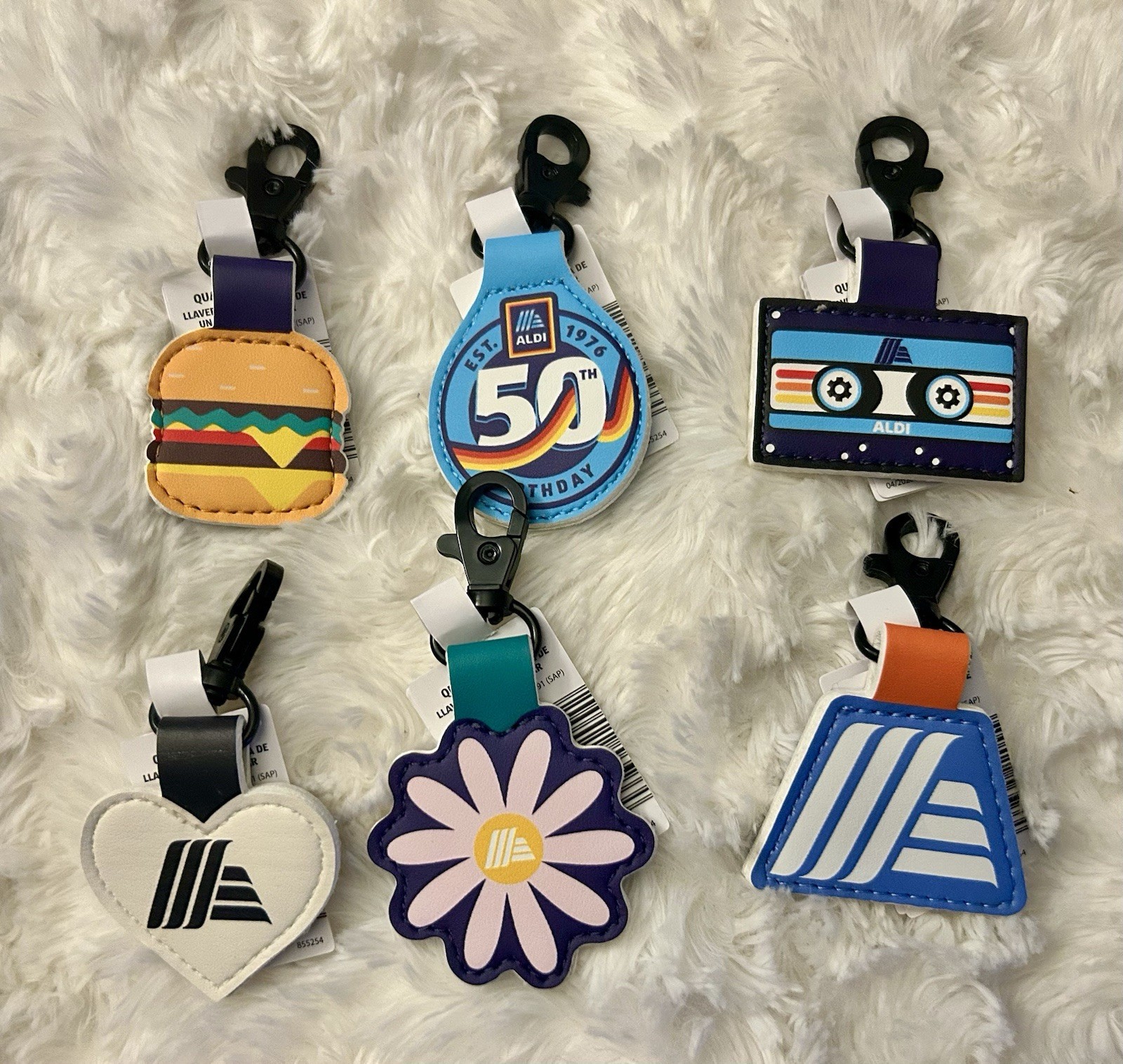 Aldi 50th Anniversary Reusable Bag & Set Of Of 6 Keychains-SOLD OUT, HTF
