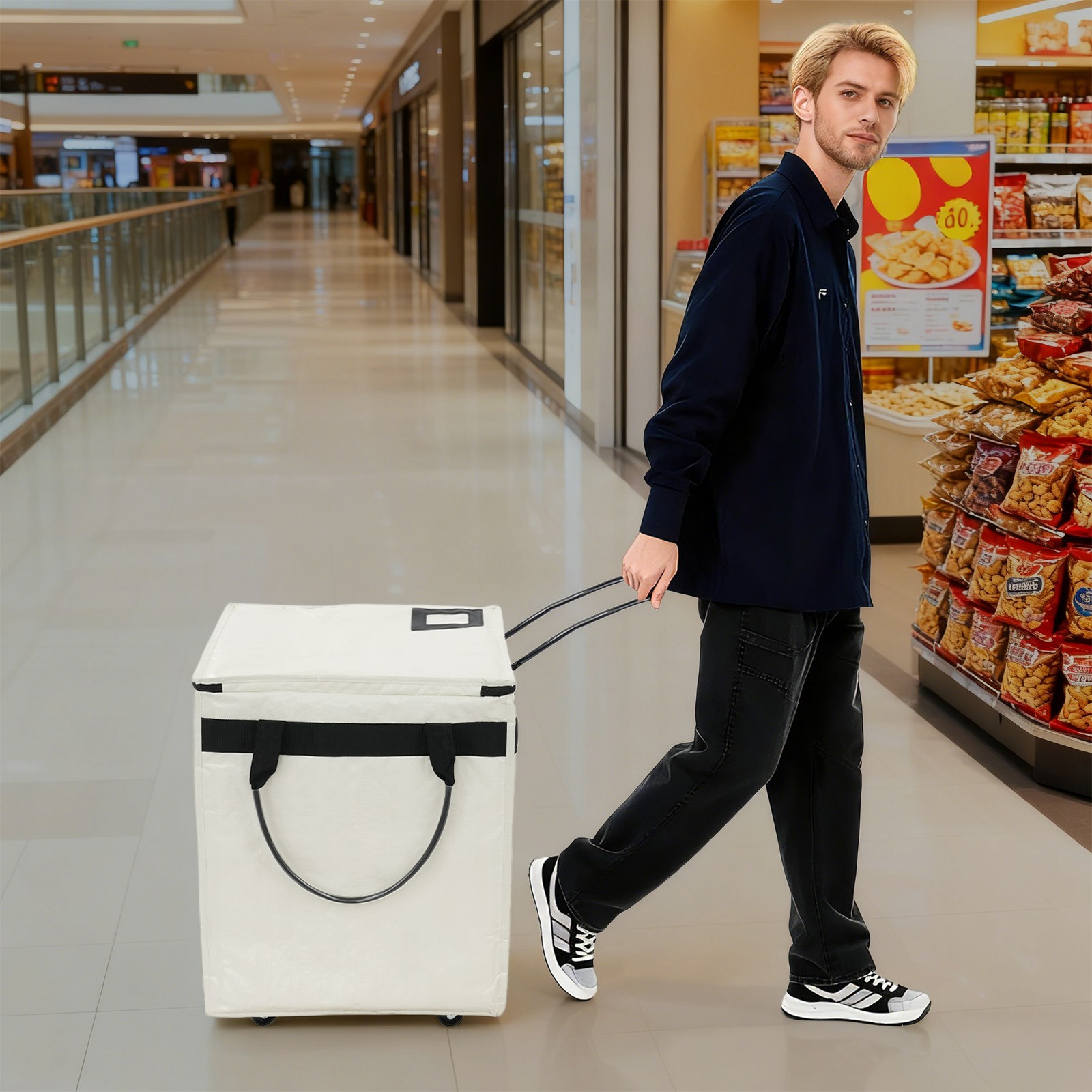 Reusable Grocery Bag Rolling Shopping Bag Foldable Shopping Trolley for Travel