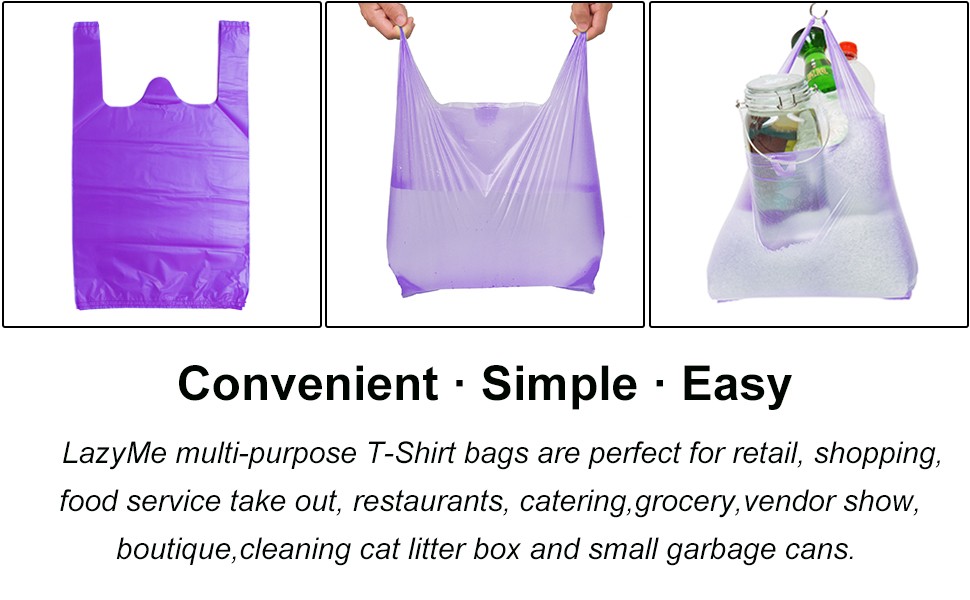 T-Shirt Carry-Out Bags Plastic Grocery Bags with Handles Shopping Bags in Bulk