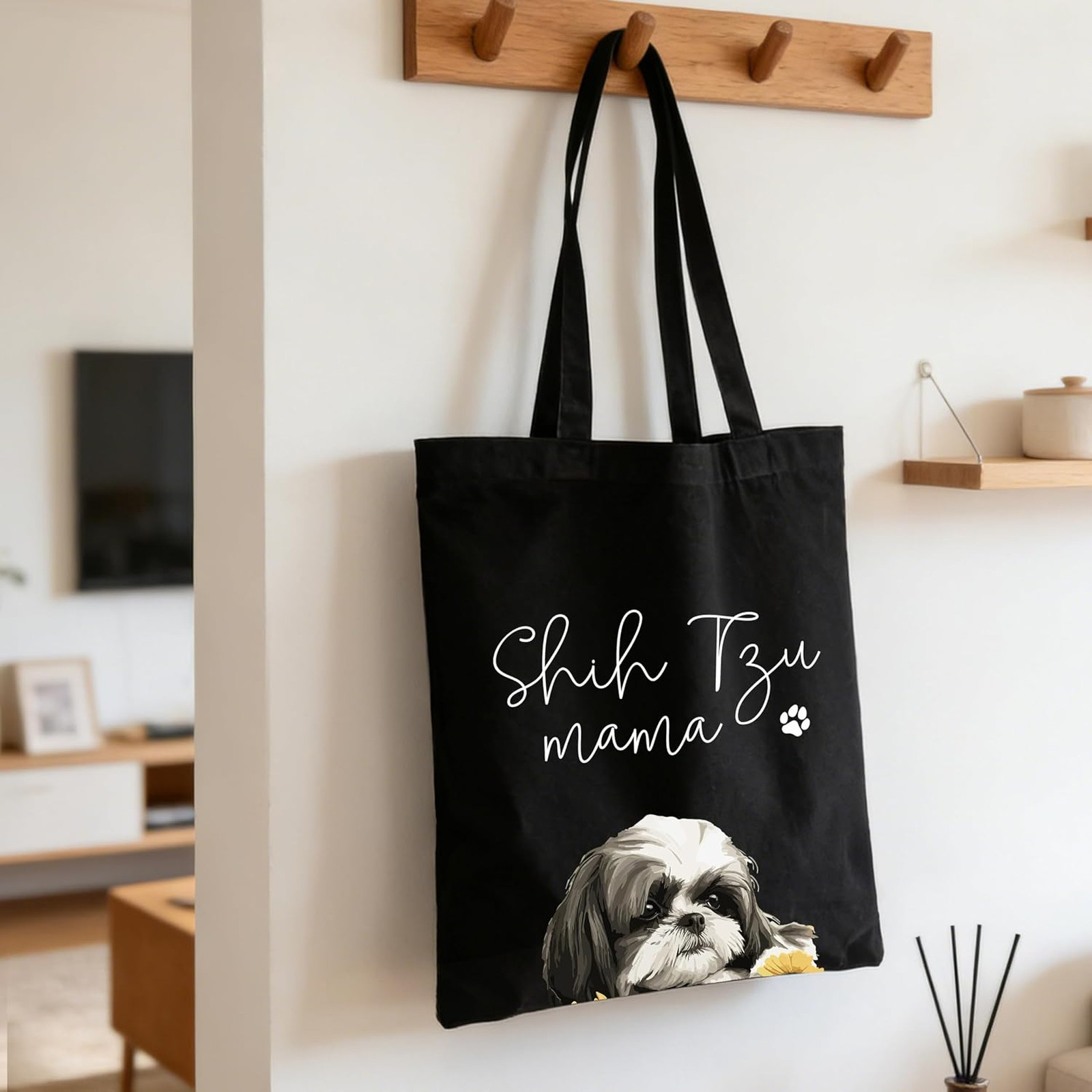 Yorkie Tote Bag Reusable Canvas Dog Mom Gift Pets Shopping Carryall 14×16 Inches