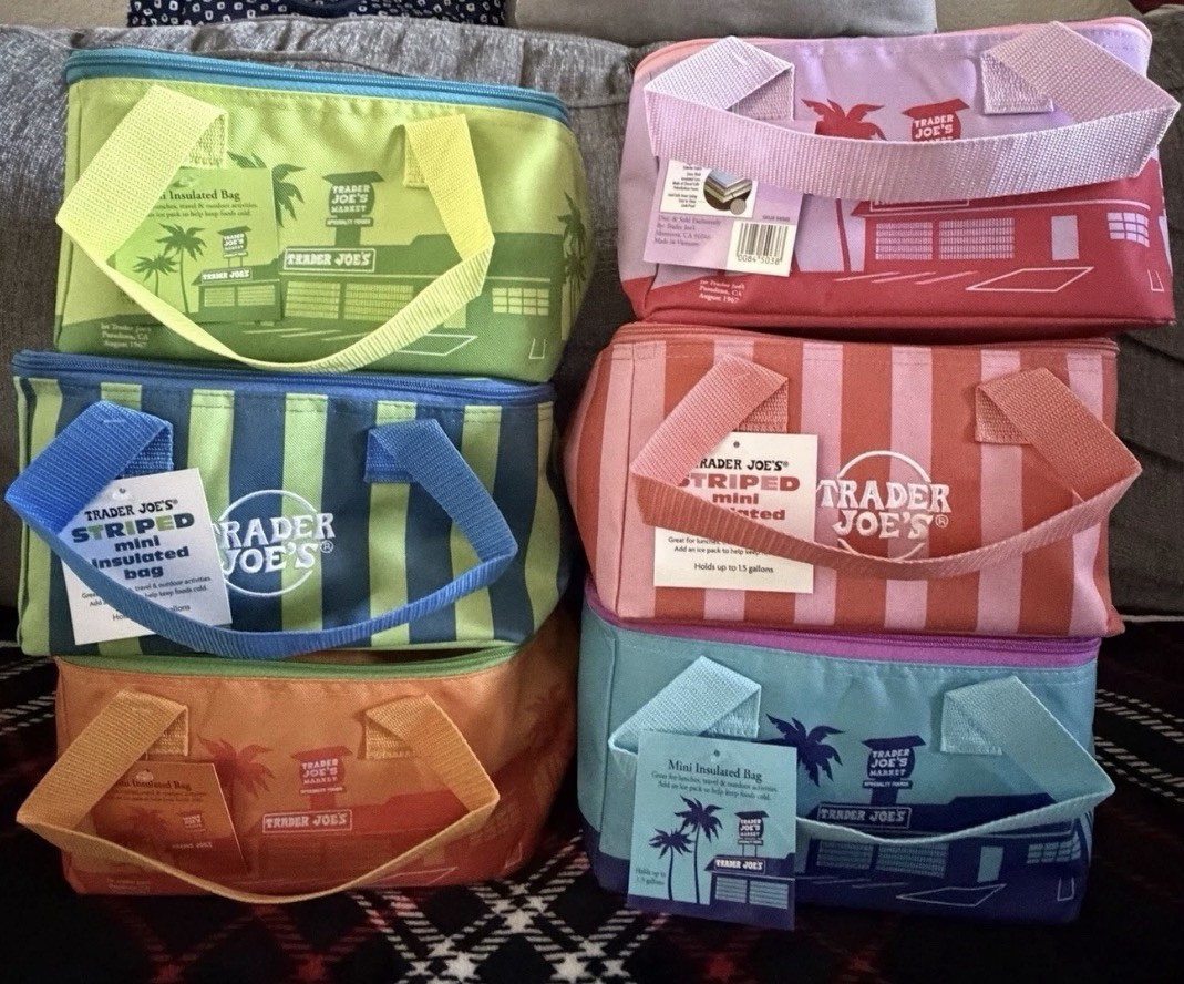 Trader Joe’s Mini Insulated Zipper Bag Striped Multicolor New 1 set 3 color