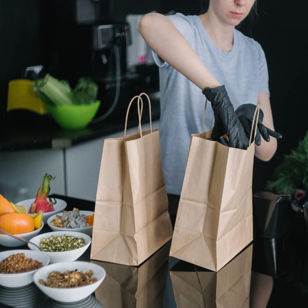Kraft Paper Bagsr 50Pcs 14x10x15.75 Ultra Wide Large Paper Bags with Handles
