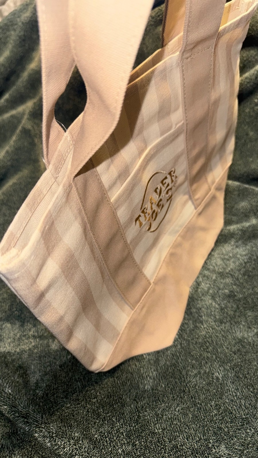 Trader Joe’s Limited Mini Canvas Pastel Striped Tote Bag 2026 Beige/Tan