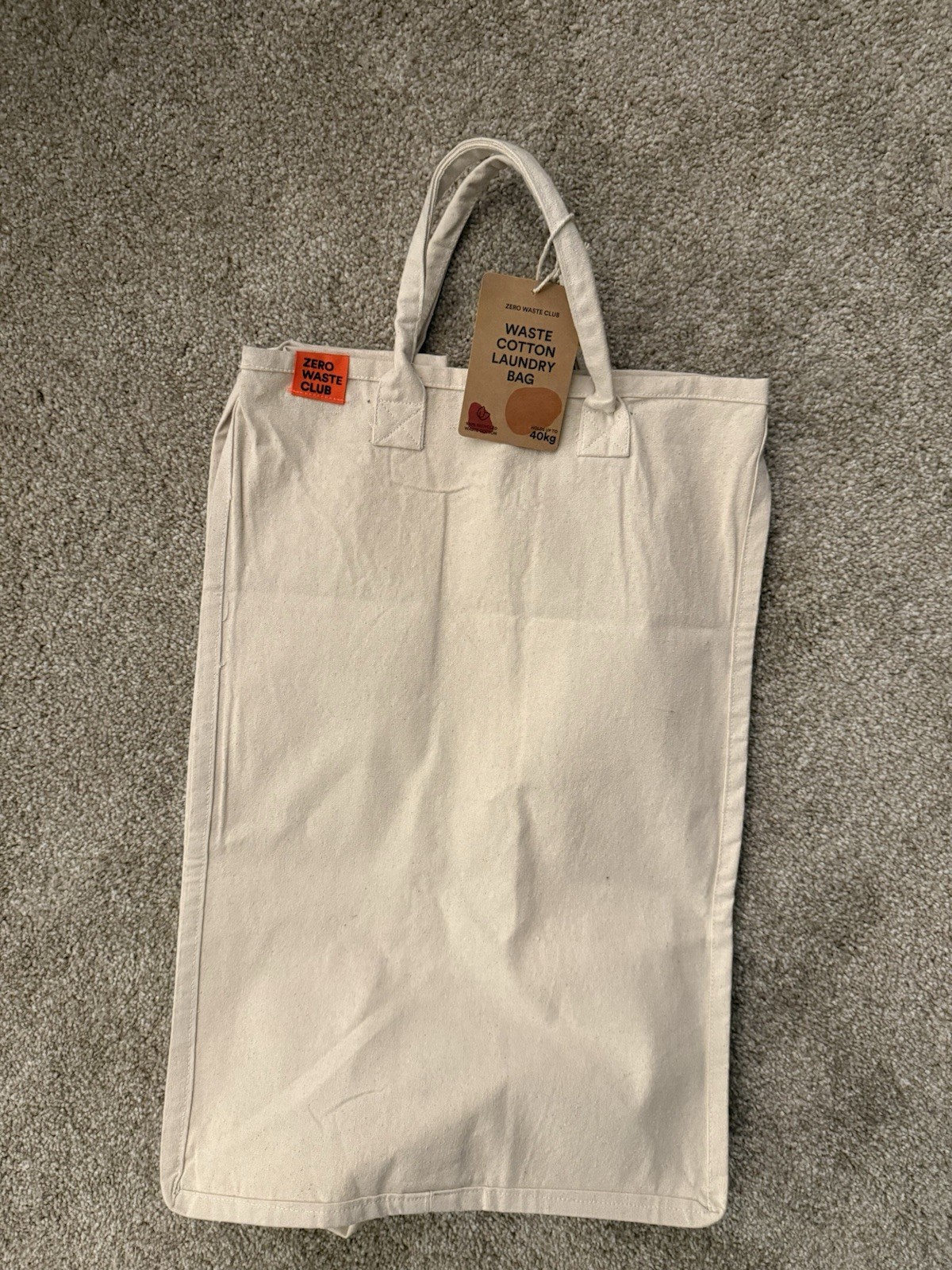 Zero Waste Club Cotton Laundry Bag White Solid 19 x 13 x 4 in