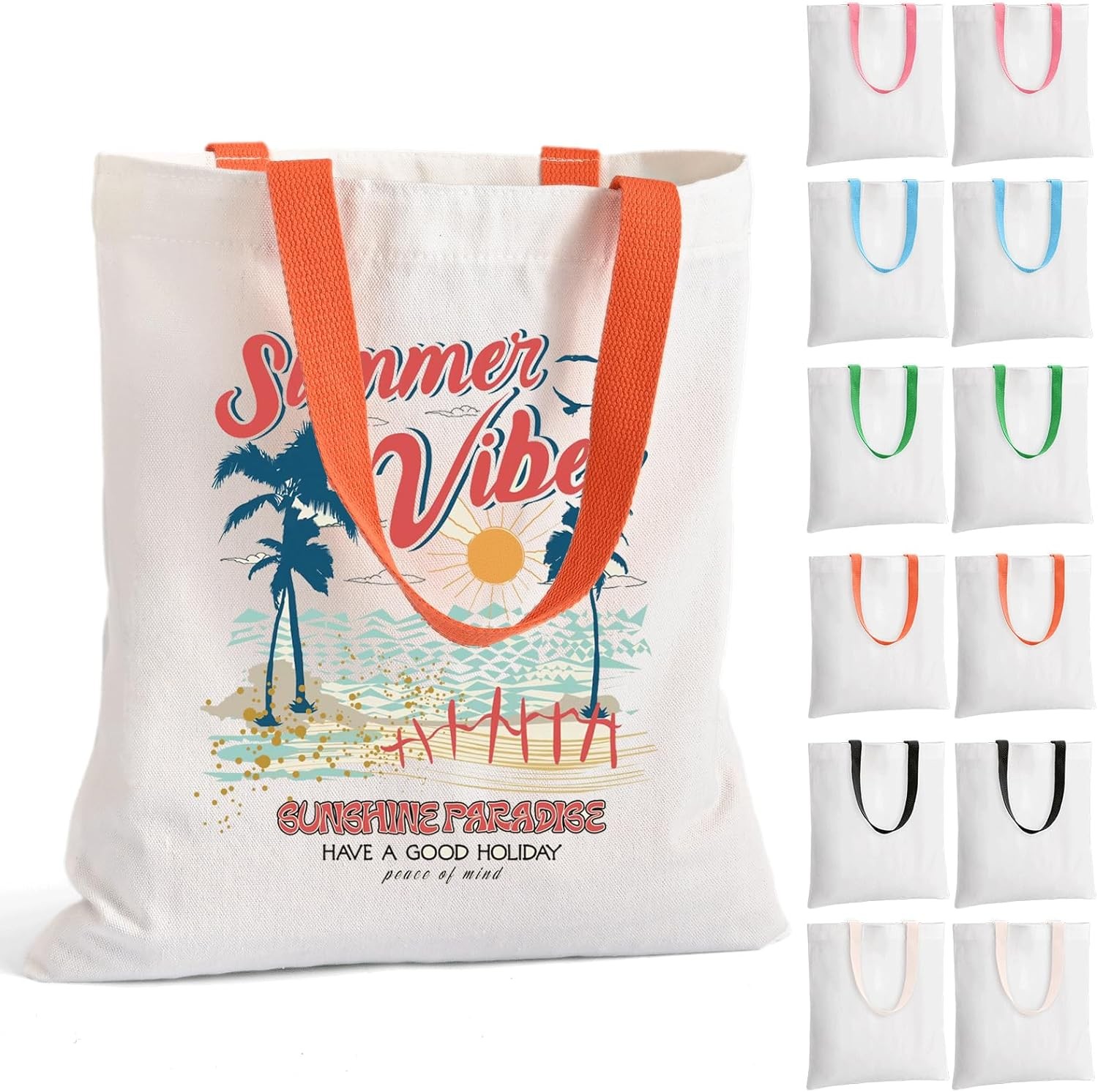 12Pack Canvas Tote Bags Bulk, 10oz Cotton Blank Canvas Tote Bags Reusable