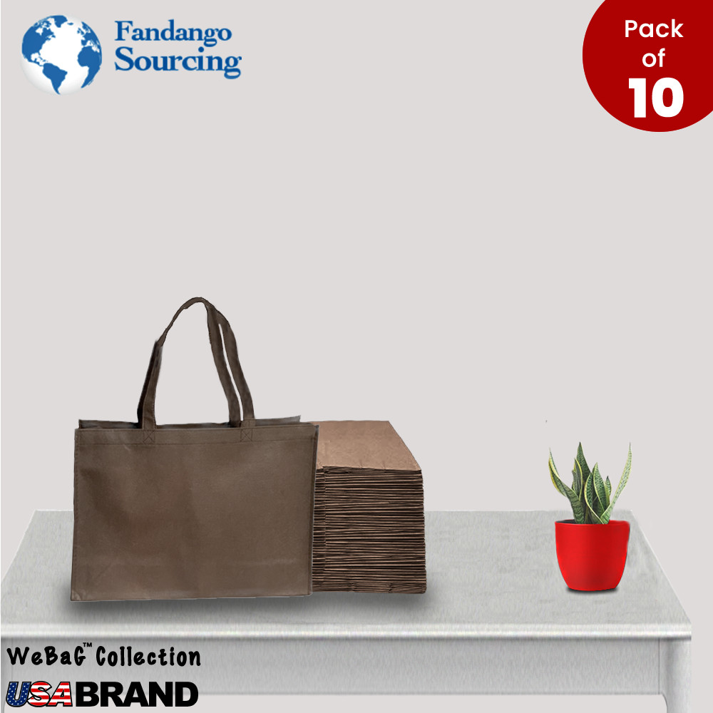 10 Non-Woven Shopping Bags Eco Friendly Reusable Gift Promotional Bag In Brown