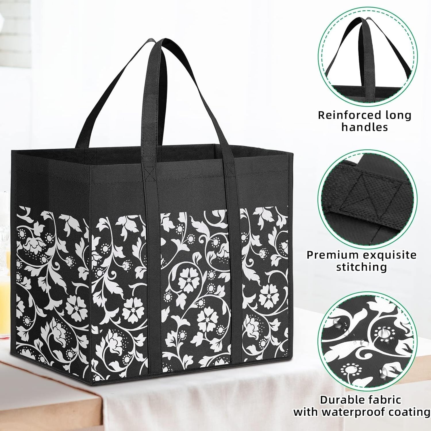 Convenient Multi-Use Foldable Tote Bags – 4-Pack Heavy Duty and Waterproof