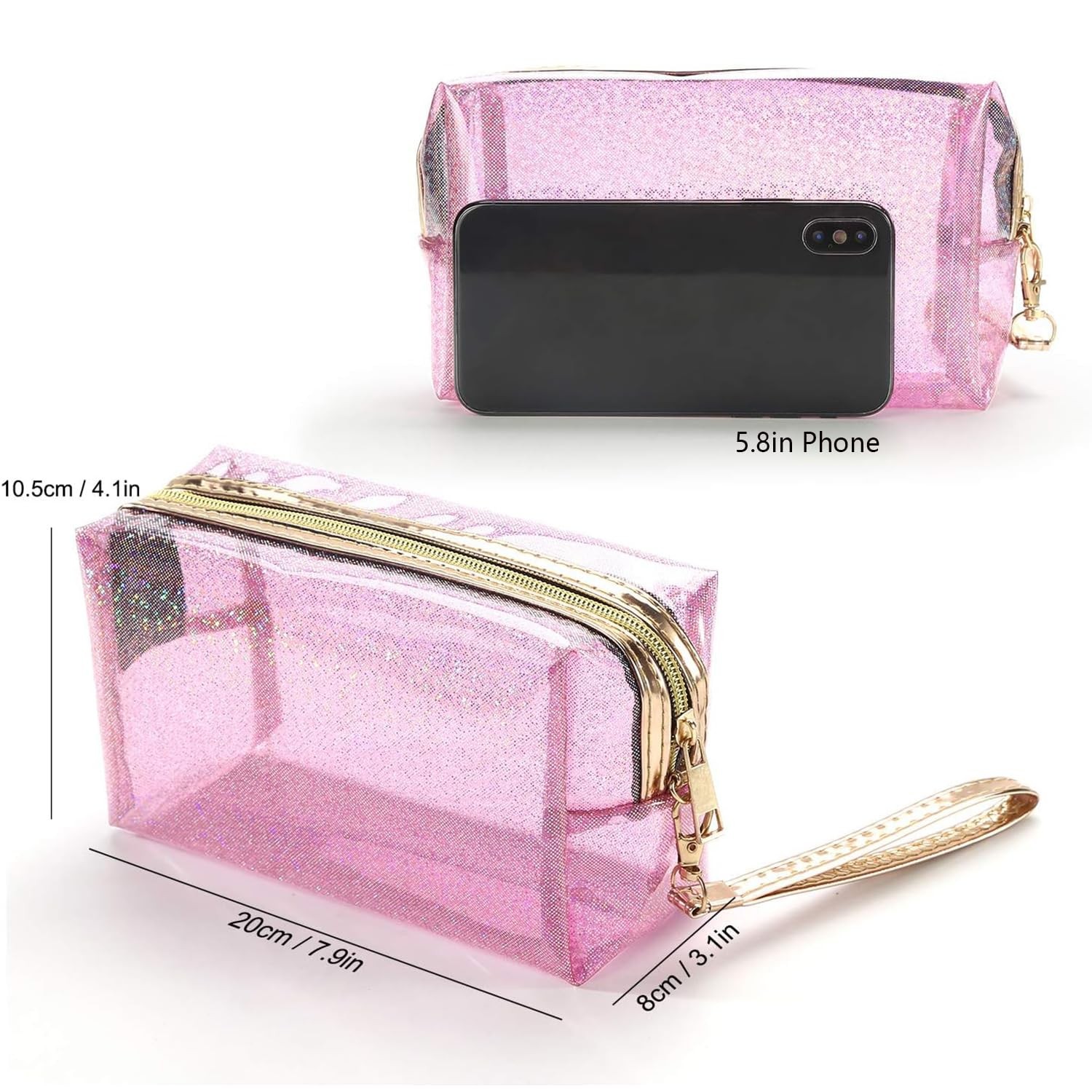 YANGROW 4Pcs Waterproof Cosmetic Bags PVC Transparent Small (4 Count), clear