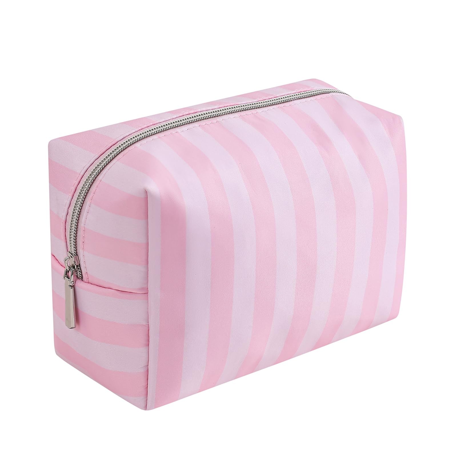 uekeboag Pink Stripe Nylon Travel Makeup Organizer Bag,Large 01Simple