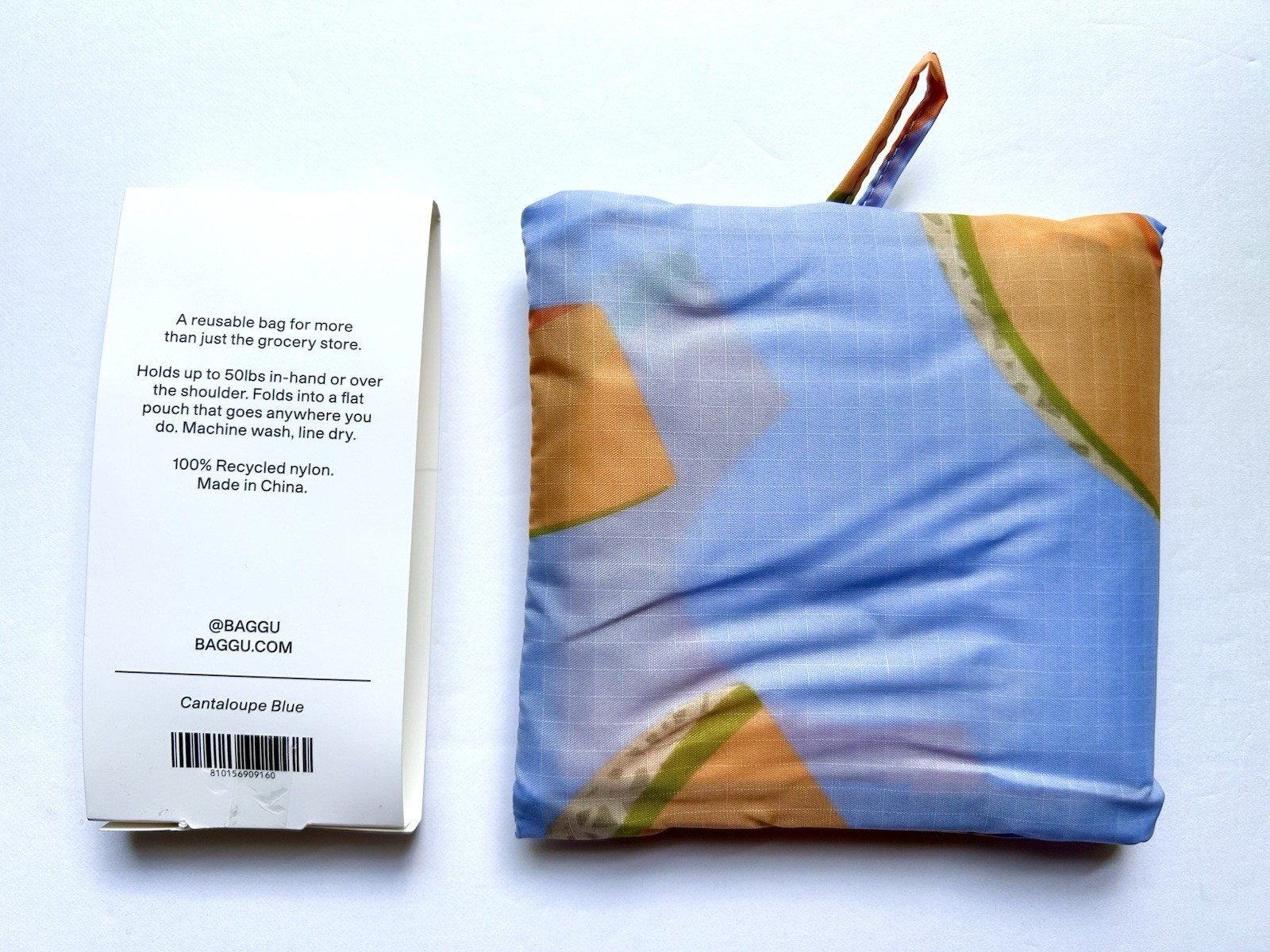 NEW! Baggu STANDARD BAG in “Cantaloupe Blue” — Recycled Nylon, SOLD OUT + RARE!