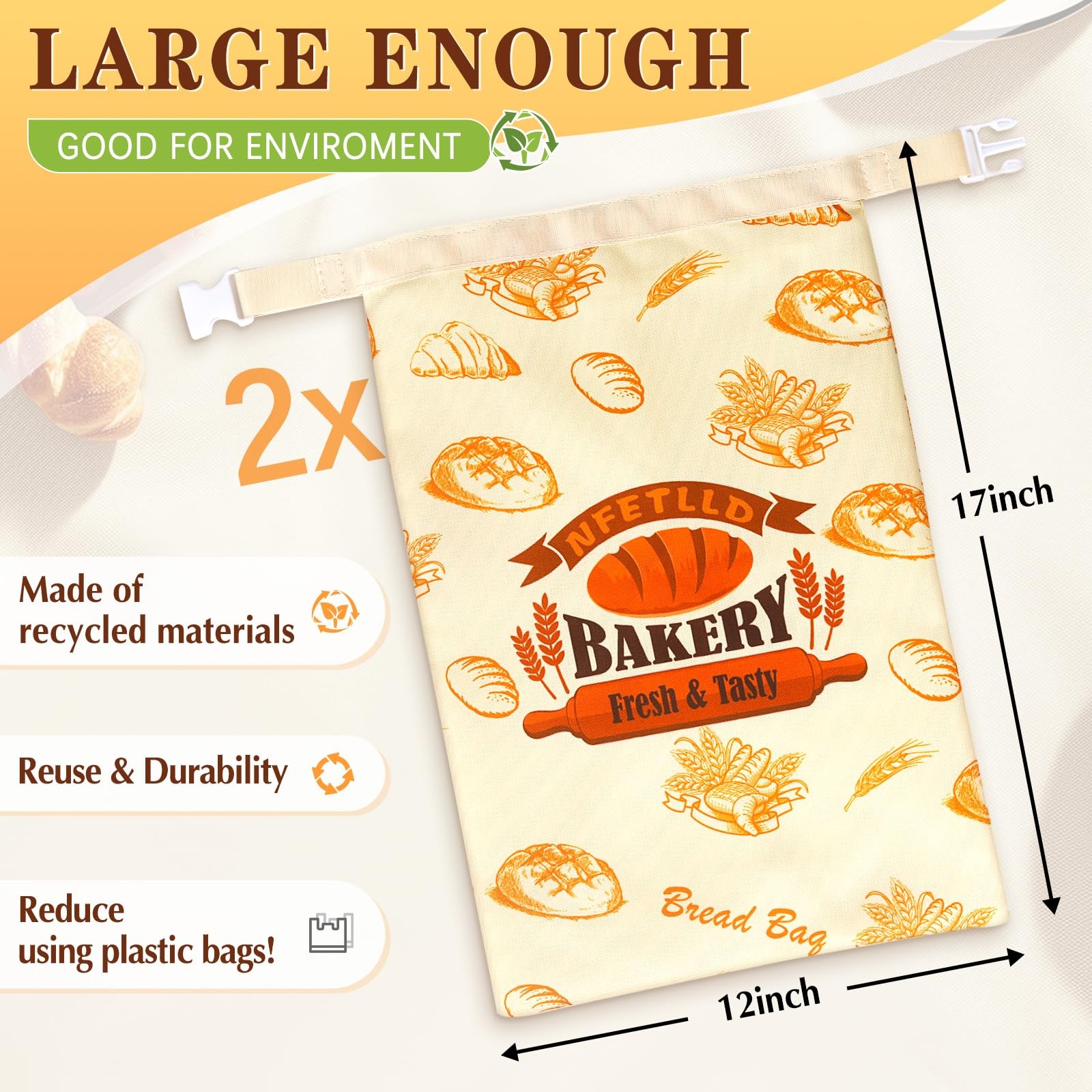 2 Packs Reusable ‎17*12 inches – Extra Large, ‎Off White orange Patterns