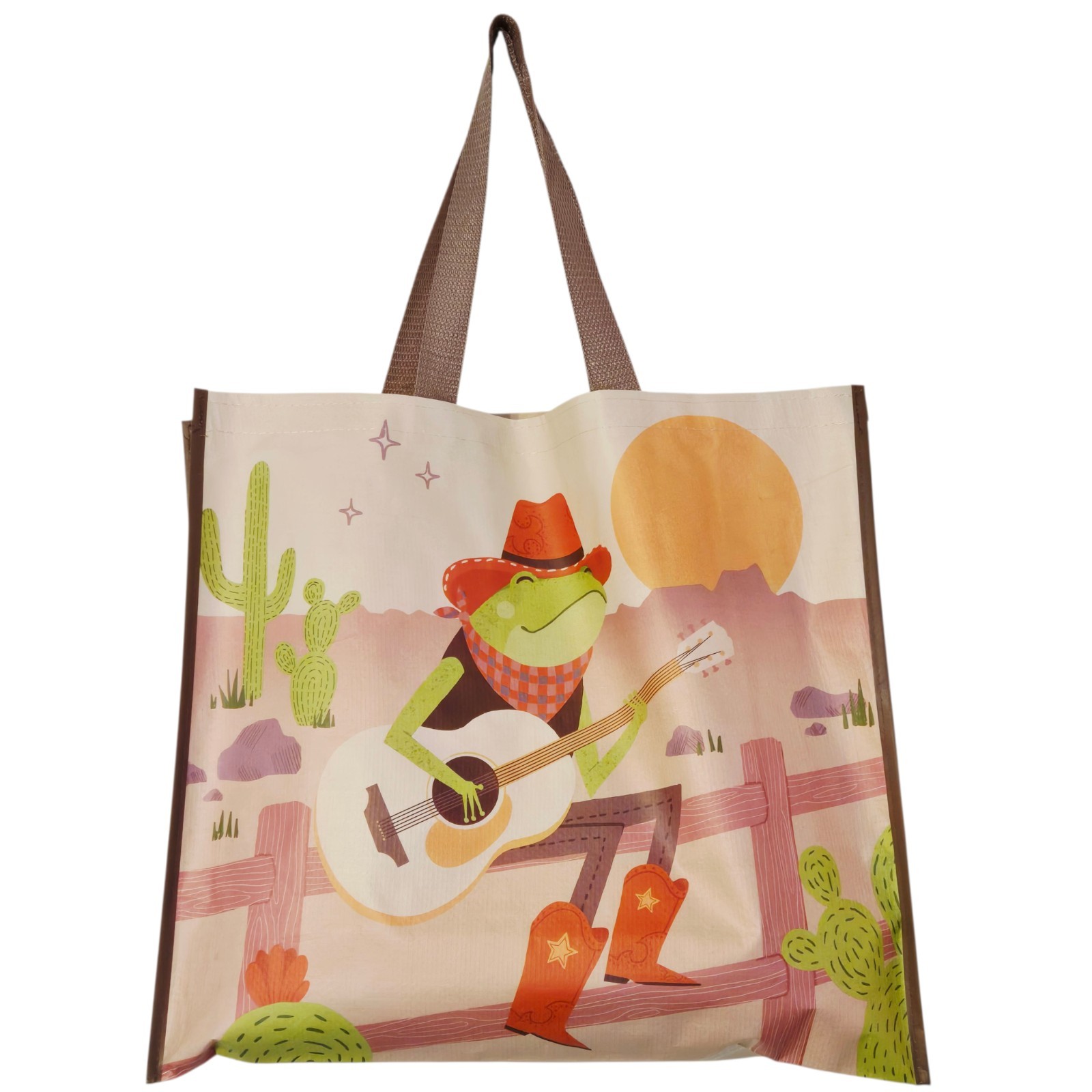 Frog Western Cowboy Cactus Guitar West Desert Sunset Shopping Bag TJMaxx New!