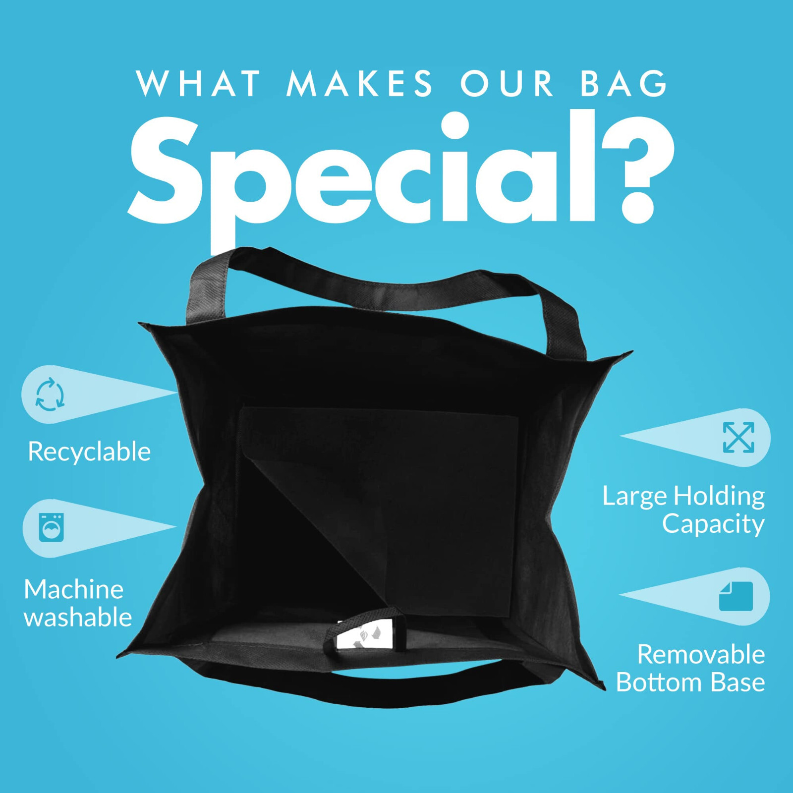 Reusable Grocery Bag / Tote, Wide Tote Bag with 20-Inch Reinforced Handle