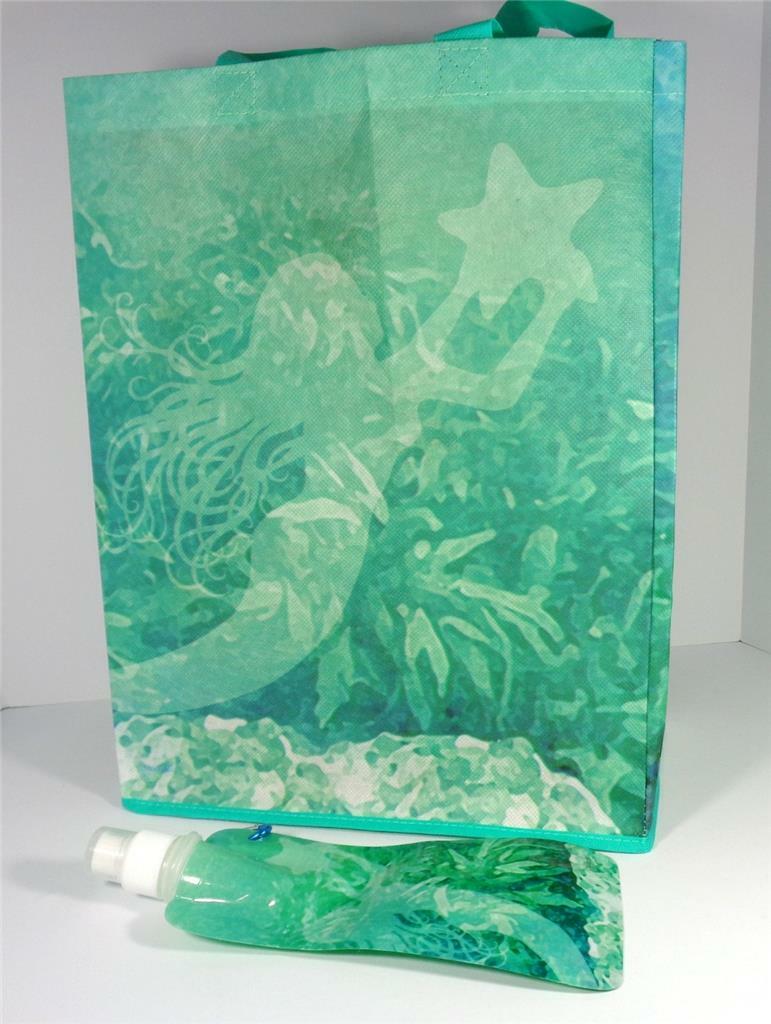NAUTICAL MERMAID STARFISH SEA LIFE RECYCLED MATERIAL BEACH BAG & WATER BOTTLE
