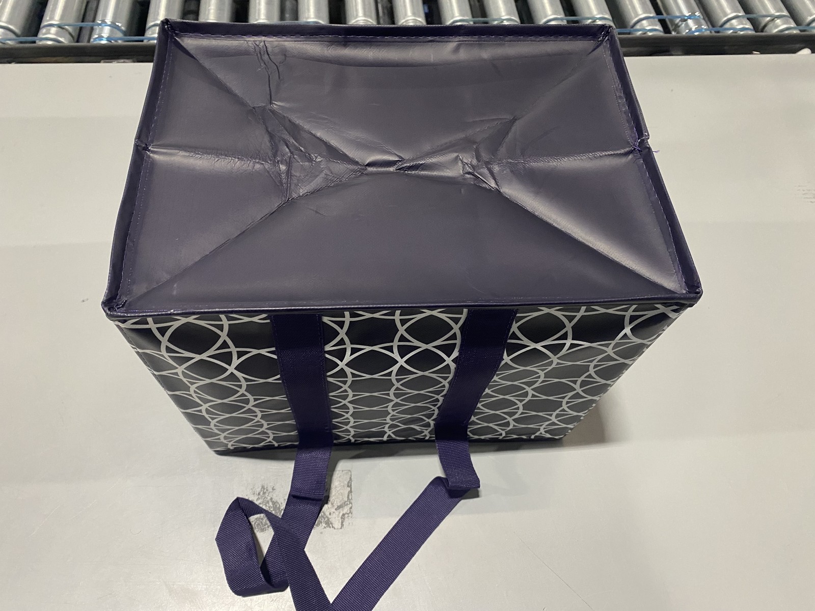 DURASACK GROCERY TOTE ALL-PURPOSE COLLAPSIBLE TOTES – DARK BLUE GEOMETRIC
