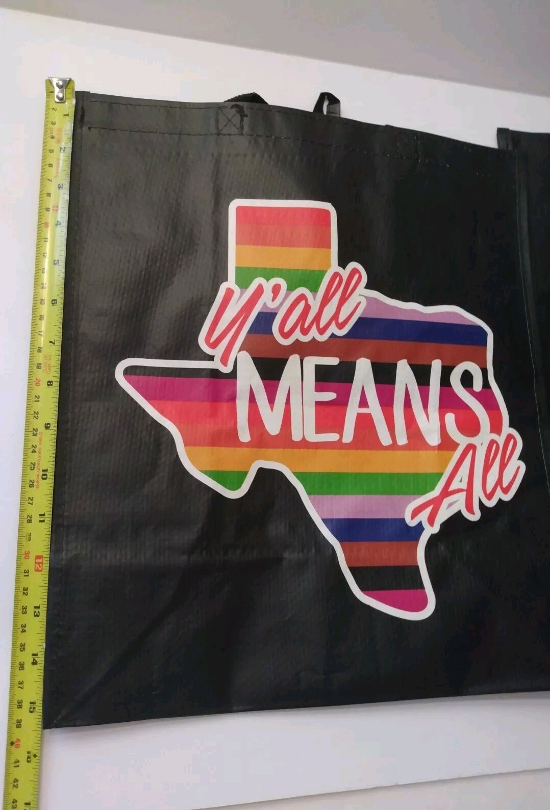 4 LGBTQ Y’ALL MEANS ALL Reusable Tote Shopping Bags 14 x 15.5 Pride Texas HEB