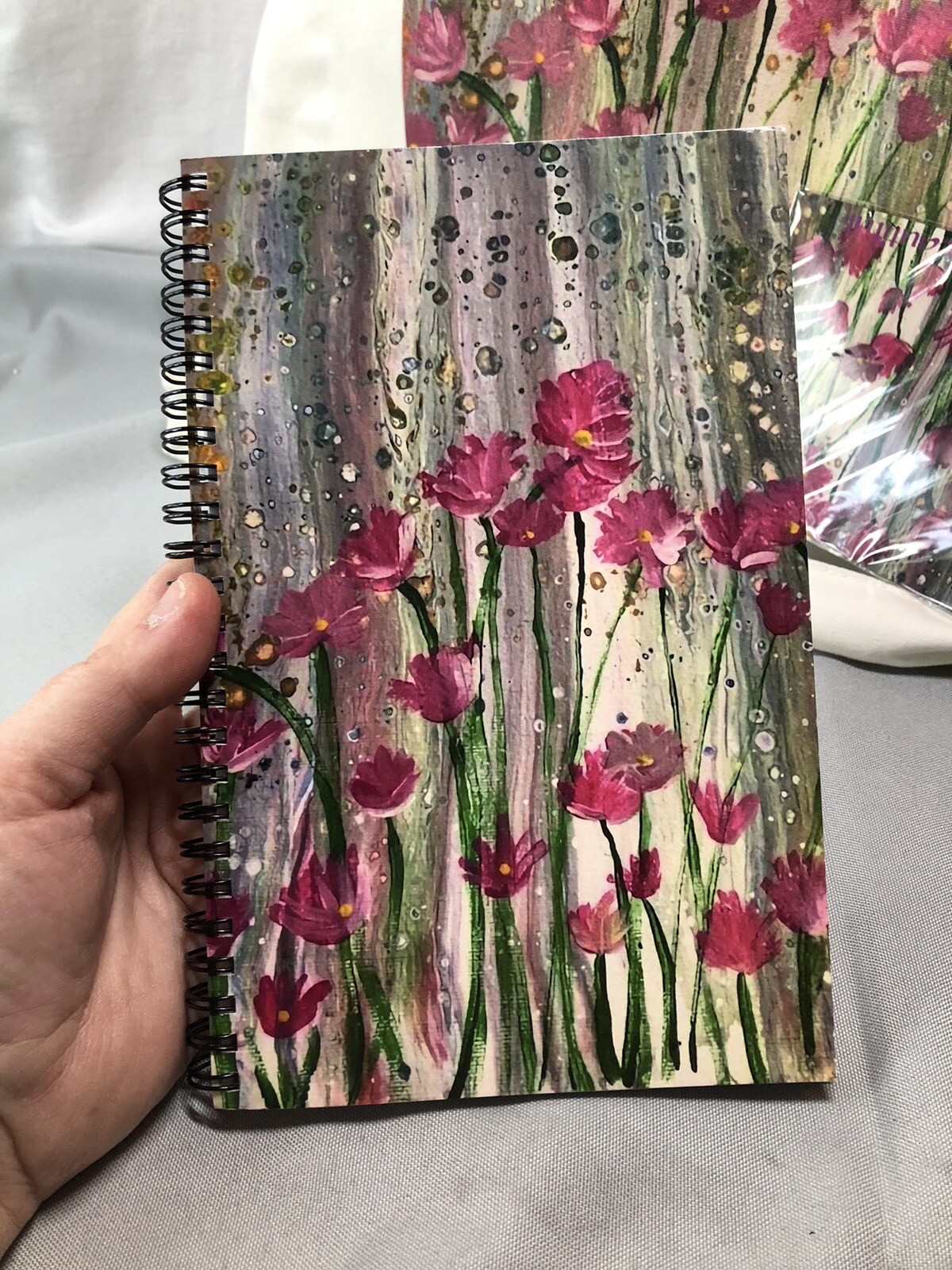 Reusable Wildflower Tote Bag. Plus Matching Notebook And Magnet. Handmade