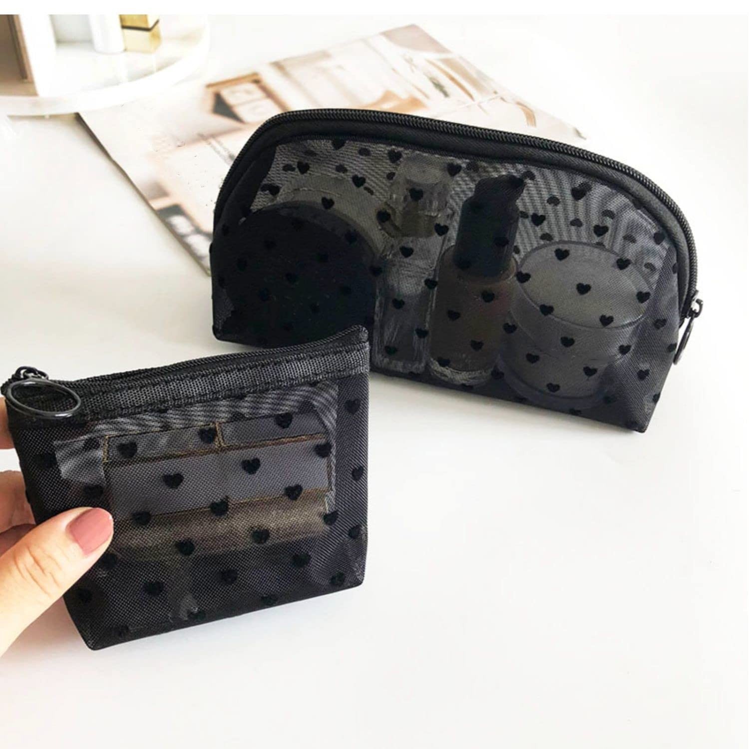 VEDO SHIPIN Zipper Mesh Makeup Bags, Mini Bag, Portable one size, D