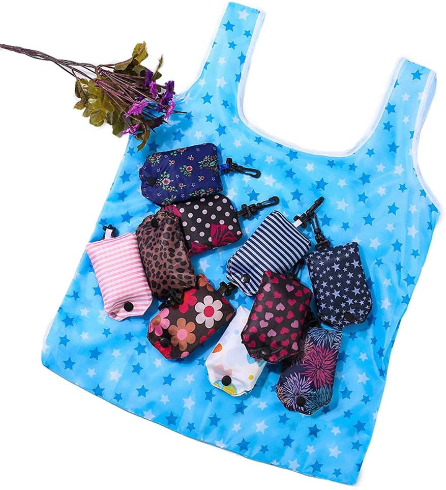Foldable Reusable Grocery Shopping Tote Bags, 6 Pack Eco-friendly Travel Recycle